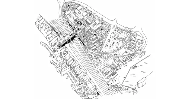 Tegning af Collstropgrunden