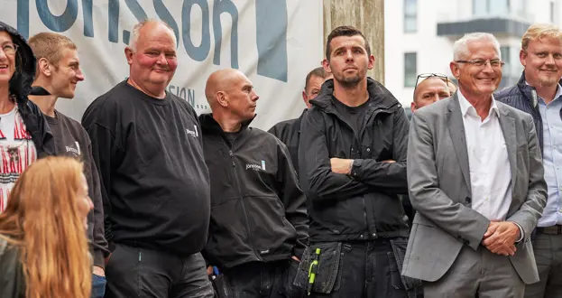 Håndværkerne til Fællesbygs rejsegilde