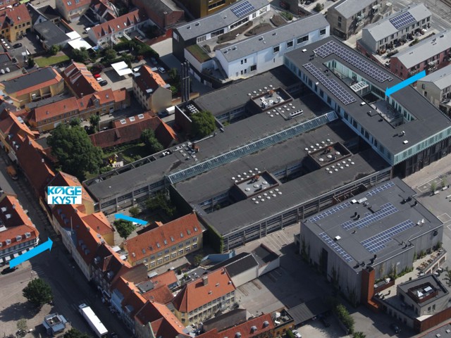 Luftfoto med visning af sekretariatets beliggenhed
