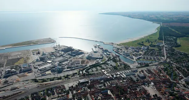 Luftfoto af Køge Kyst